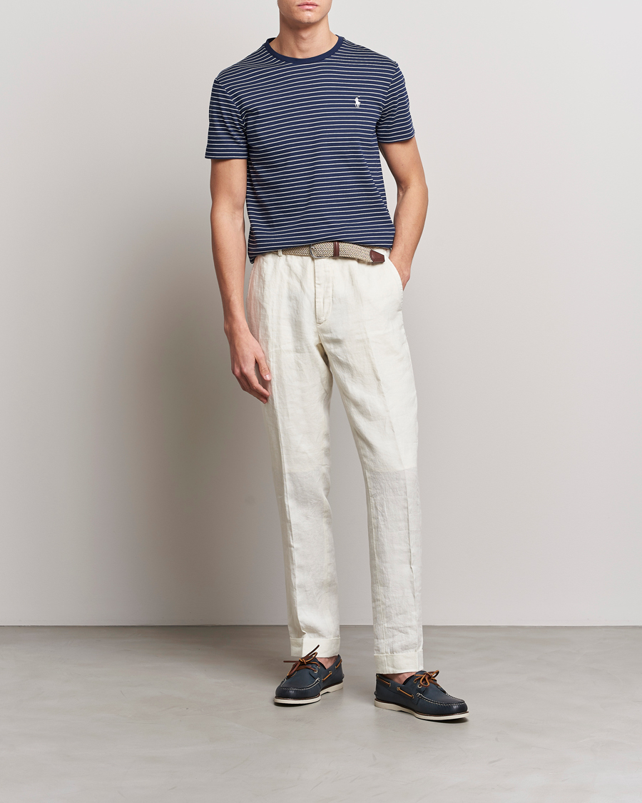 Uomini | T-shirt | Polo Ralph Lauren | Luxury Pima Cotton Striped T-shirt Navy/White