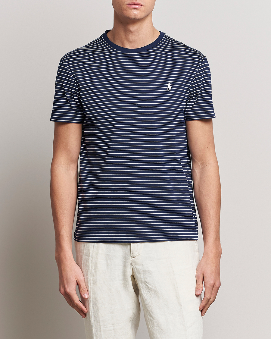 Uomini | T-shirt | Polo Ralph Lauren | Luxury Pima Cotton Striped T-shirt Navy/White