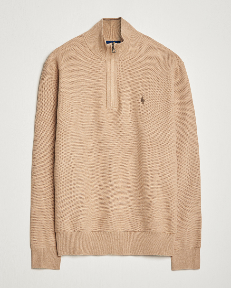 Uomini | Maglieria | Polo Ralph Lauren | Textured Half-Zip Camel Melange