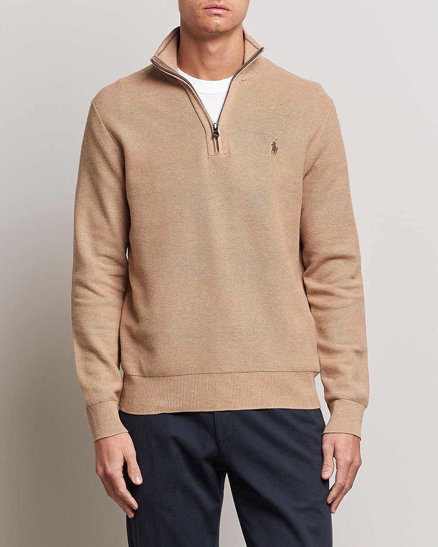 Uomini | Maglieria | Polo Ralph Lauren | Textured Half-Zip Camel Melange