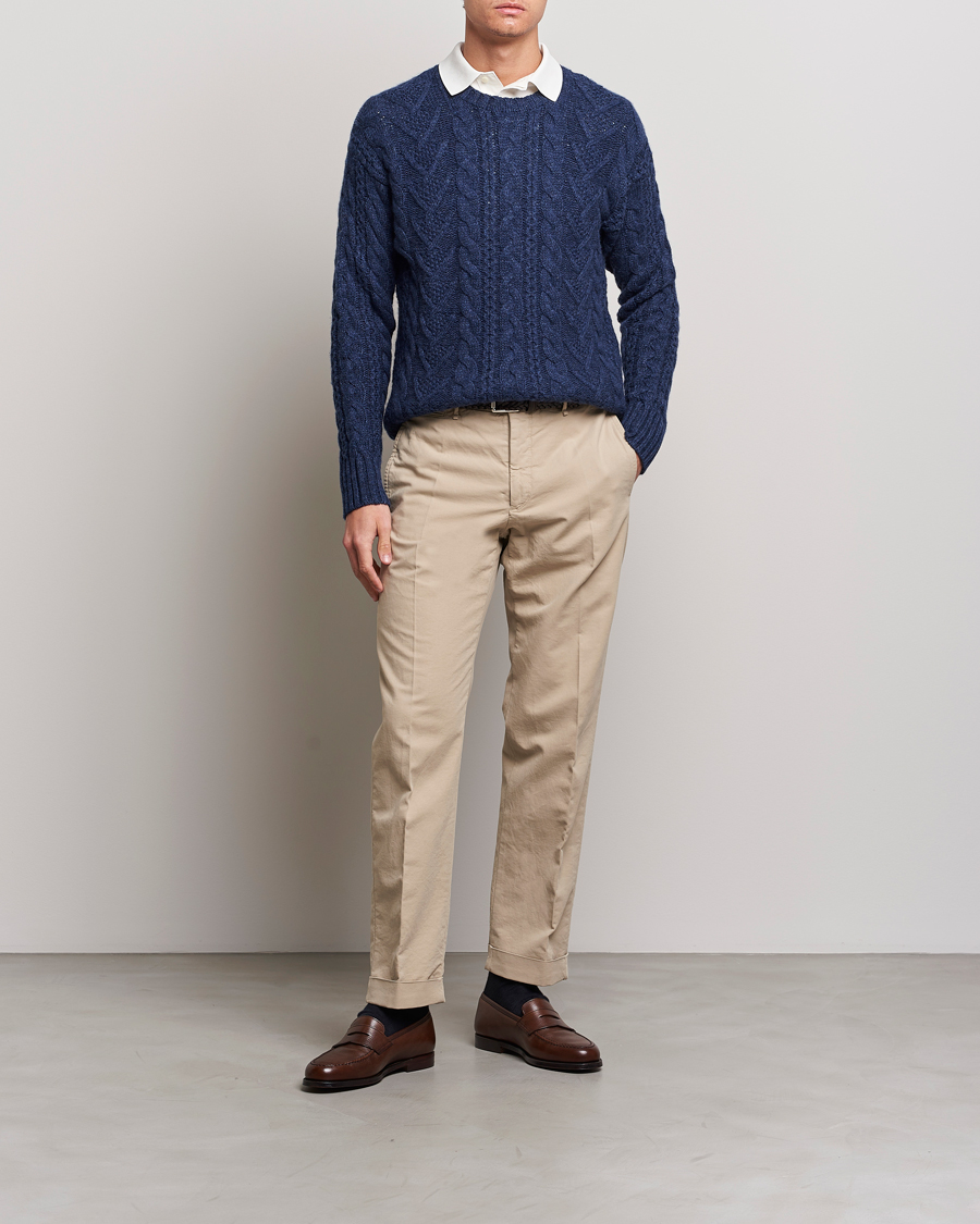 Uomini | Maglieria | Polo Ralph Lauren | Knitted Fishermen Sweater Mid Blue Heather