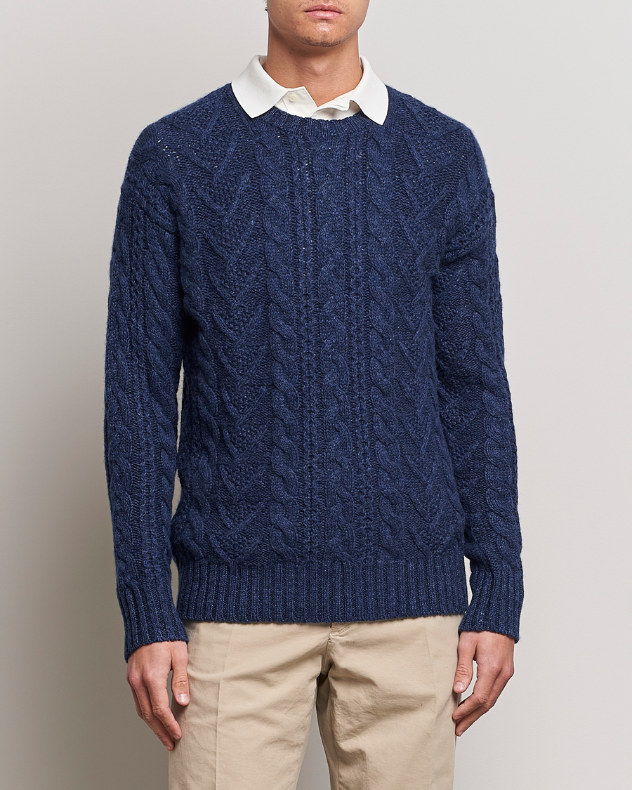 Uomini | Maglieria | Polo Ralph Lauren | Knitted Fishermen Sweater Mid Blue Heather
