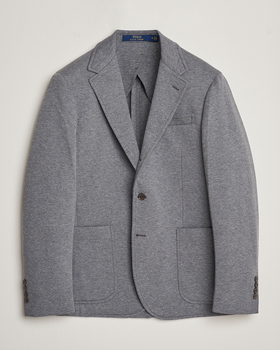 Uomini | Blazers | Polo Ralph Lauren | Double Knit Jersey Blazer Medium Grey Heather