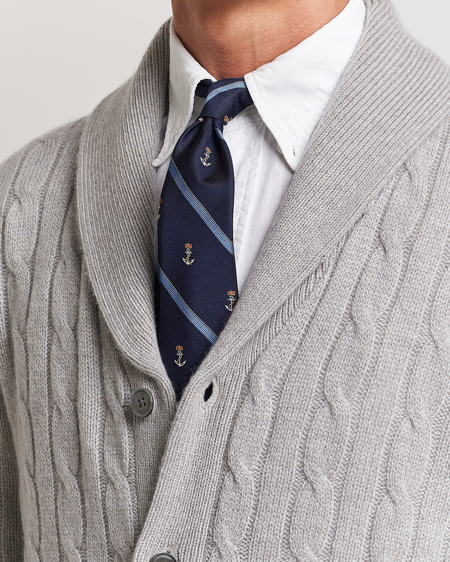 Uomini | Polo Ralph Lauren Vintage Striped Anchor Tie Navy/Blue | Polo Ralph Lauren | Vintage Striped Anchor Tie Navy/Blue