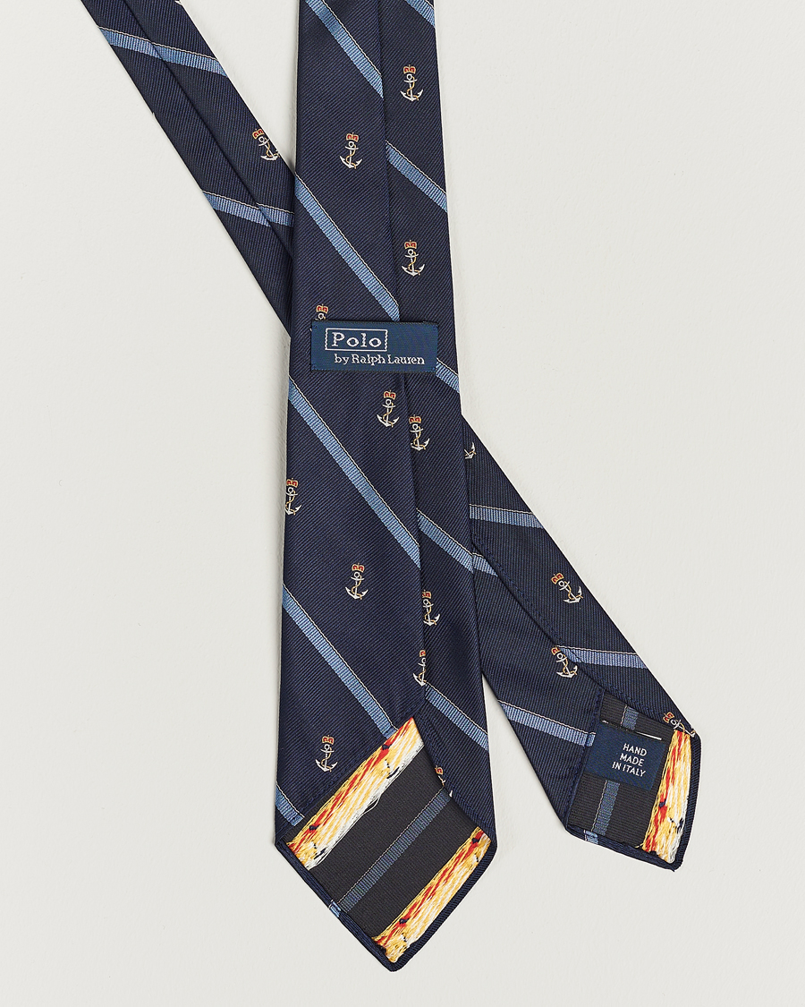 Uomini | Polo Ralph Lauren Vintage Striped Anchor Tie Navy/Blue | Polo Ralph Lauren | Vintage Striped Anchor Tie Navy/Blue