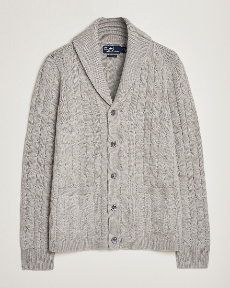 Uomini | Maglieria | Polo Ralph Lauren | Cashmere Cable Shawl Collar Cardigan Grey Heather