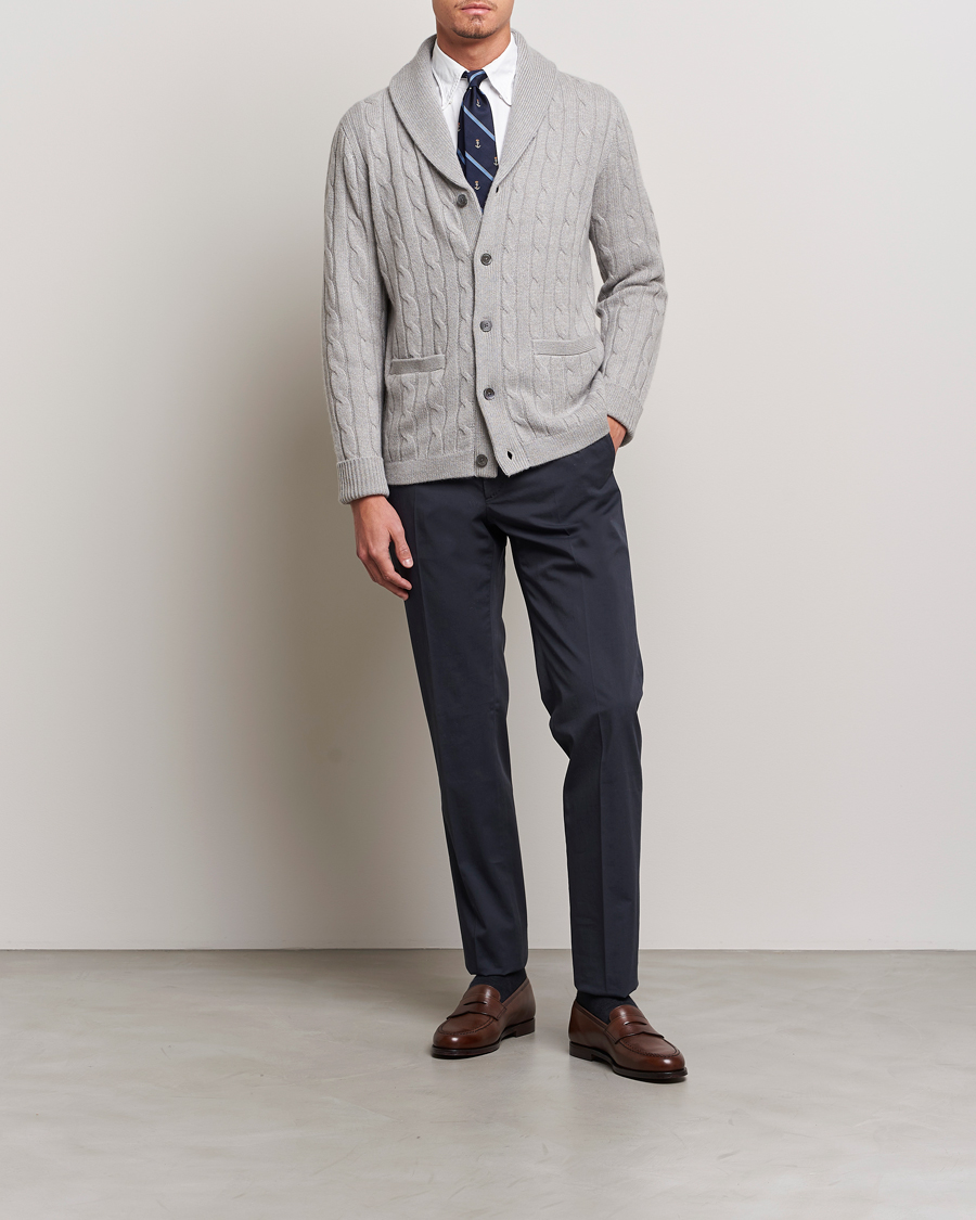 Uomini | Maglieria | Polo Ralph Lauren | Cashmere Cable Shawl Collar Cardigan Grey Heather