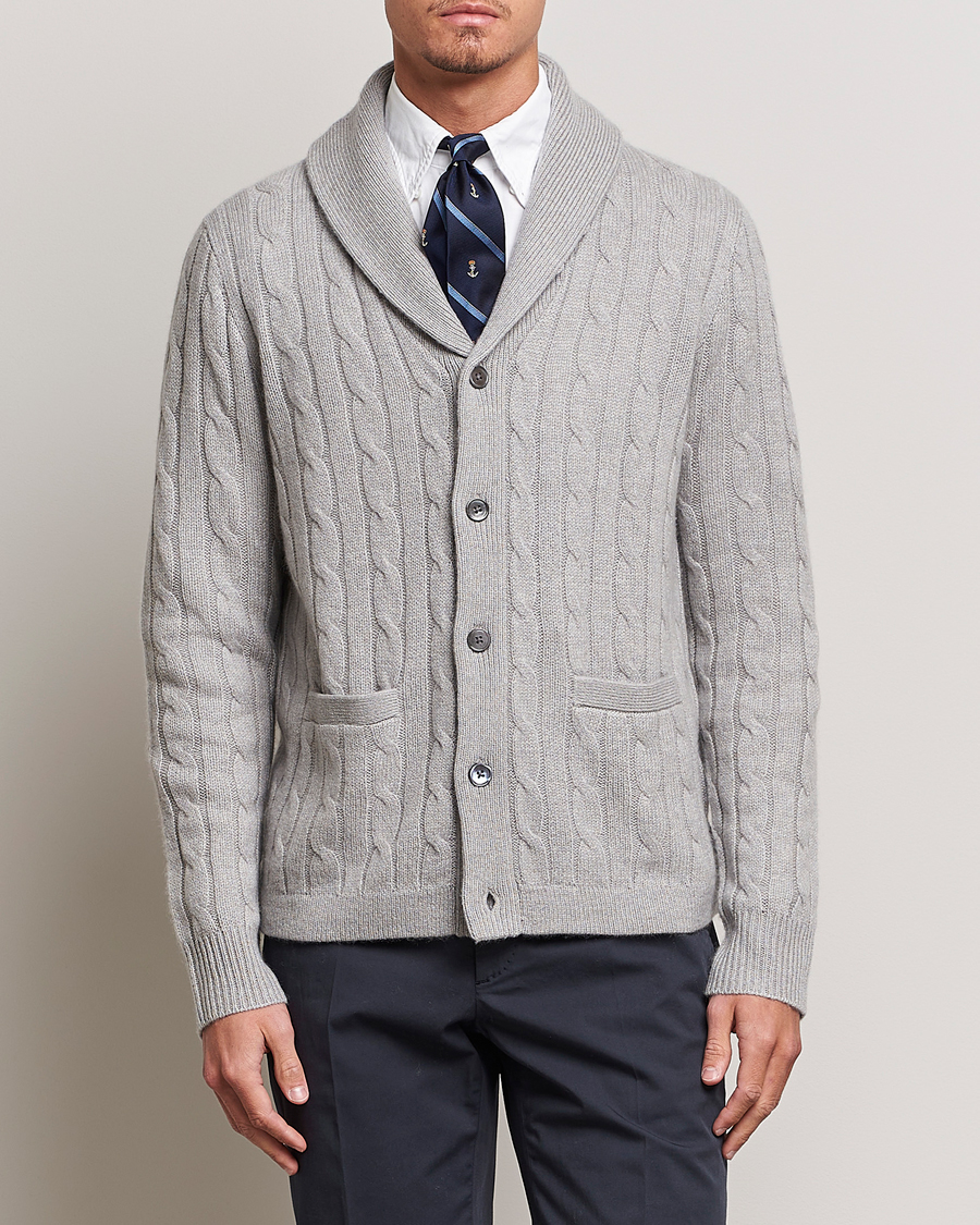 Uomini | Maglieria | Polo Ralph Lauren | Cashmere Cable Shawl Collar Cardigan Grey Heather