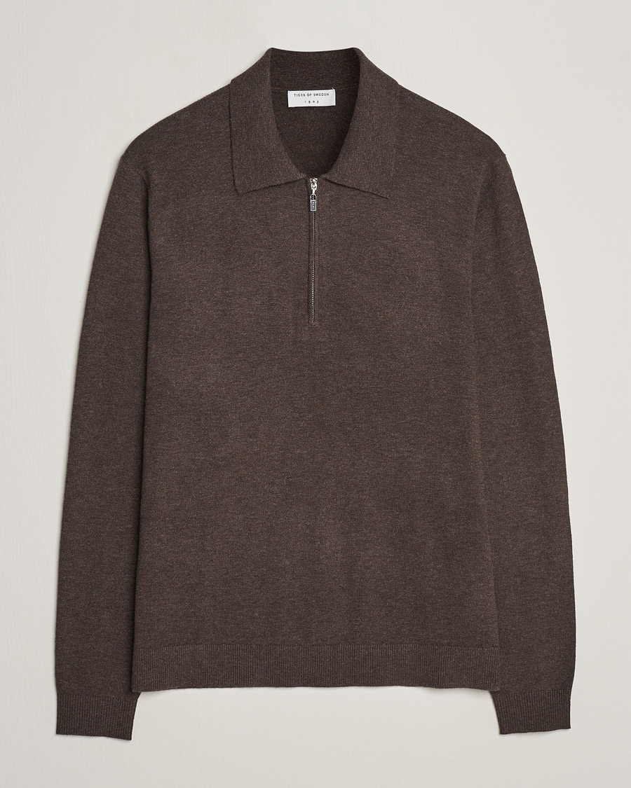 Uomini | Maglieria | Tiger of Sweden | Orbit Half Zip Merino Coffee