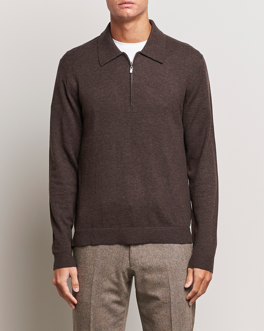 Uomini | Maglieria | Tiger of Sweden | Orbit Half Zip Merino Coffee