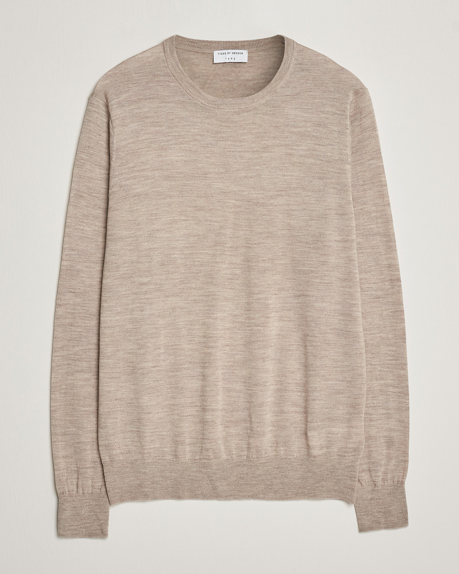 Uomini | Maglieria | Tiger of Sweden | Nichols Crew Neck Pullover Beige Melange