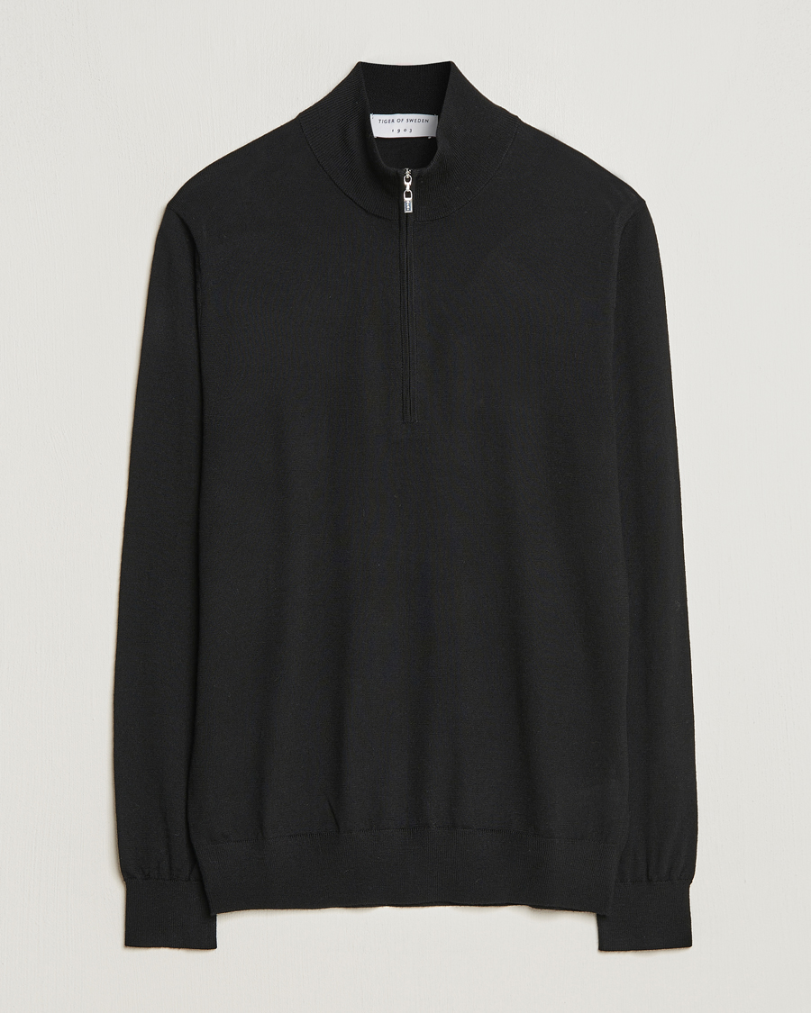 Uomini | Maglieria | Tiger of Sweden | Errol Merino Half Zip Black