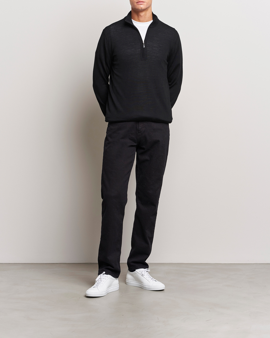 Uomini | Maglieria | Tiger of Sweden | Errol Merino Half Zip Black