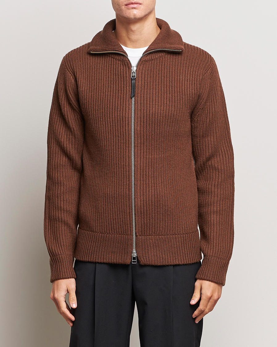 Uomini | Maglieria | Tiger of Sweden | Nyman Full Zip Golden Brown