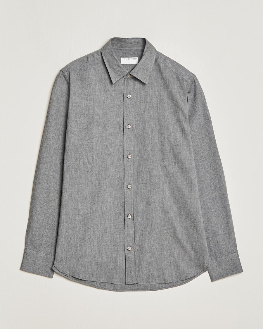Uomini | Camicie | Tiger of Sweden | Benjamin Flannel Shirt  Grey Melange