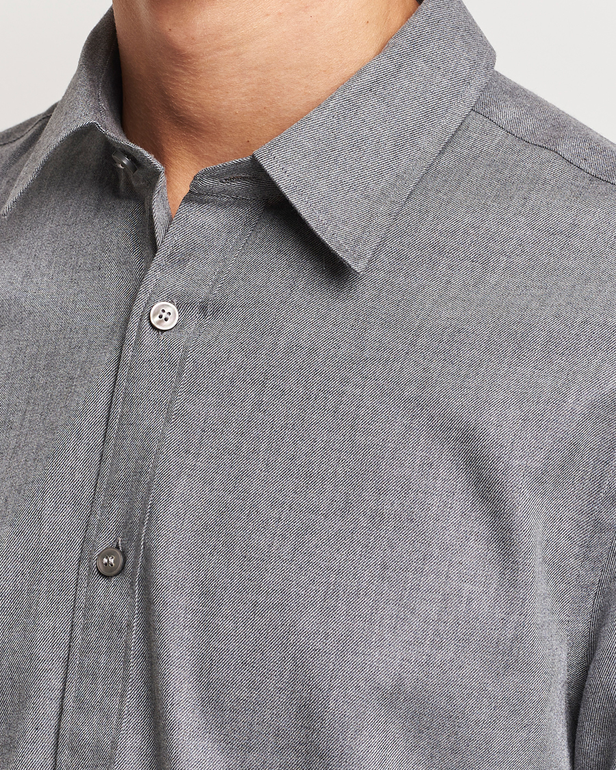 Uomini | Camicie | Tiger of Sweden | Benjamin Flannel Shirt  Grey Melange