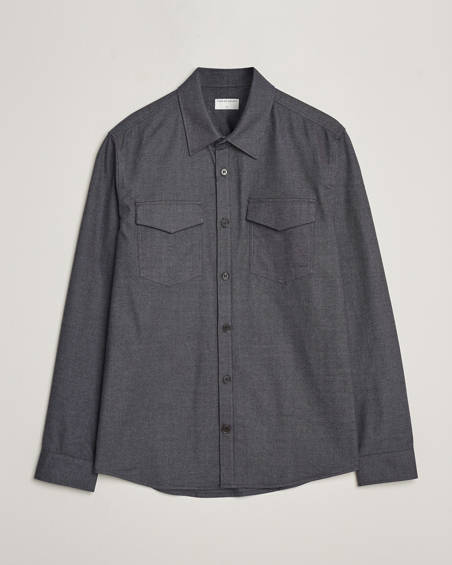 Uomini | Camicie | Tiger of Sweden | Arnou Cotton Pocket Shirt Grey