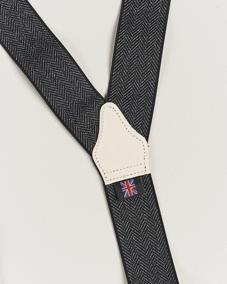Uomini | Albert Thurston Elastic Herringbone Braces 35mm Grey | Albert Thurston | Elastic Herringbone Braces 35mm Grey
