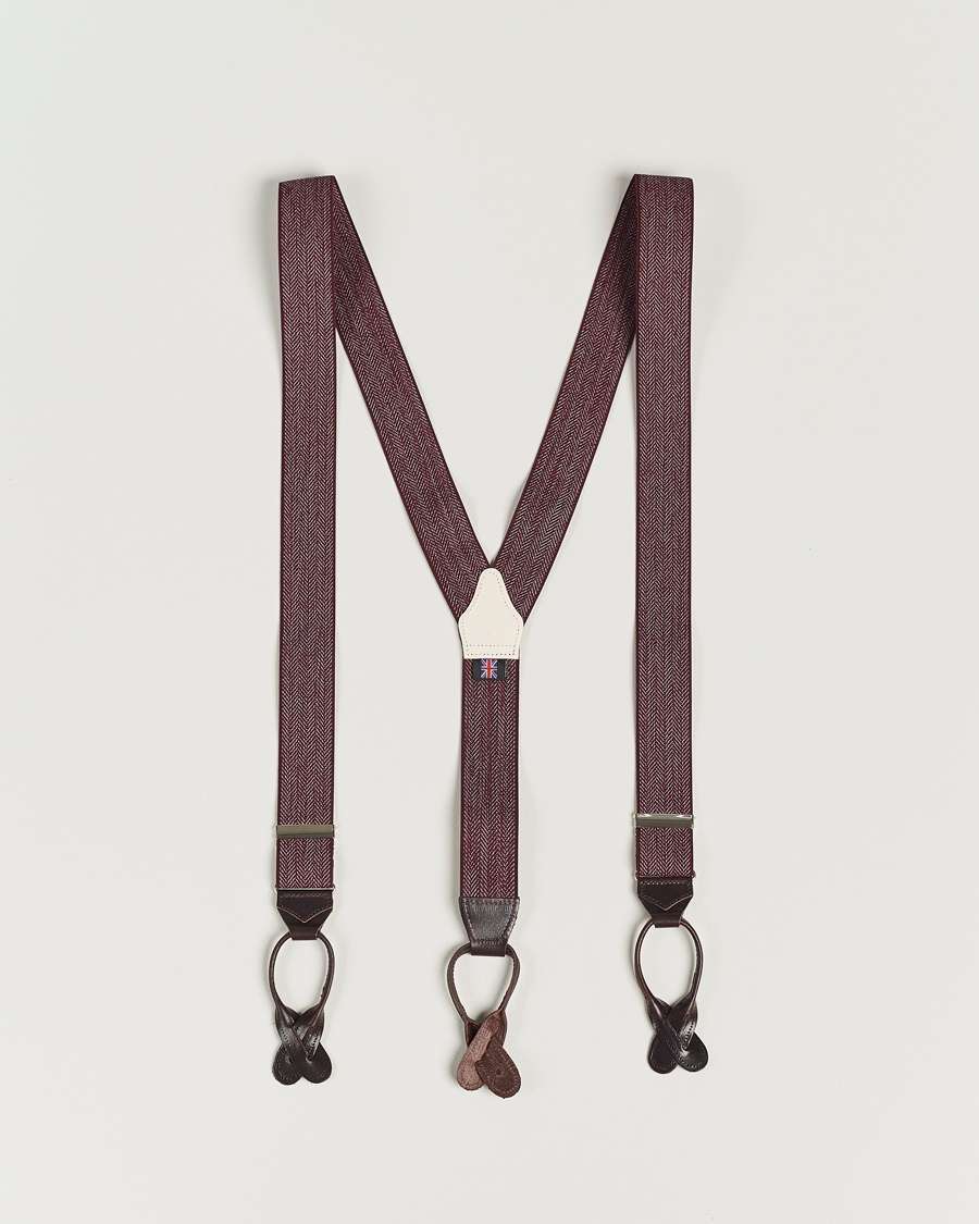Uomini | Albert Thurston Elastic Herringbone Braces 35mm Wine | Albert Thurston | Elastic Herringbone Braces 35mm Wine