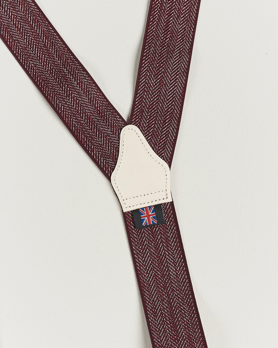 Uomini | Albert Thurston Elastic Herringbone Braces 35mm Wine | Albert Thurston | Elastic Herringbone Braces 35mm Wine