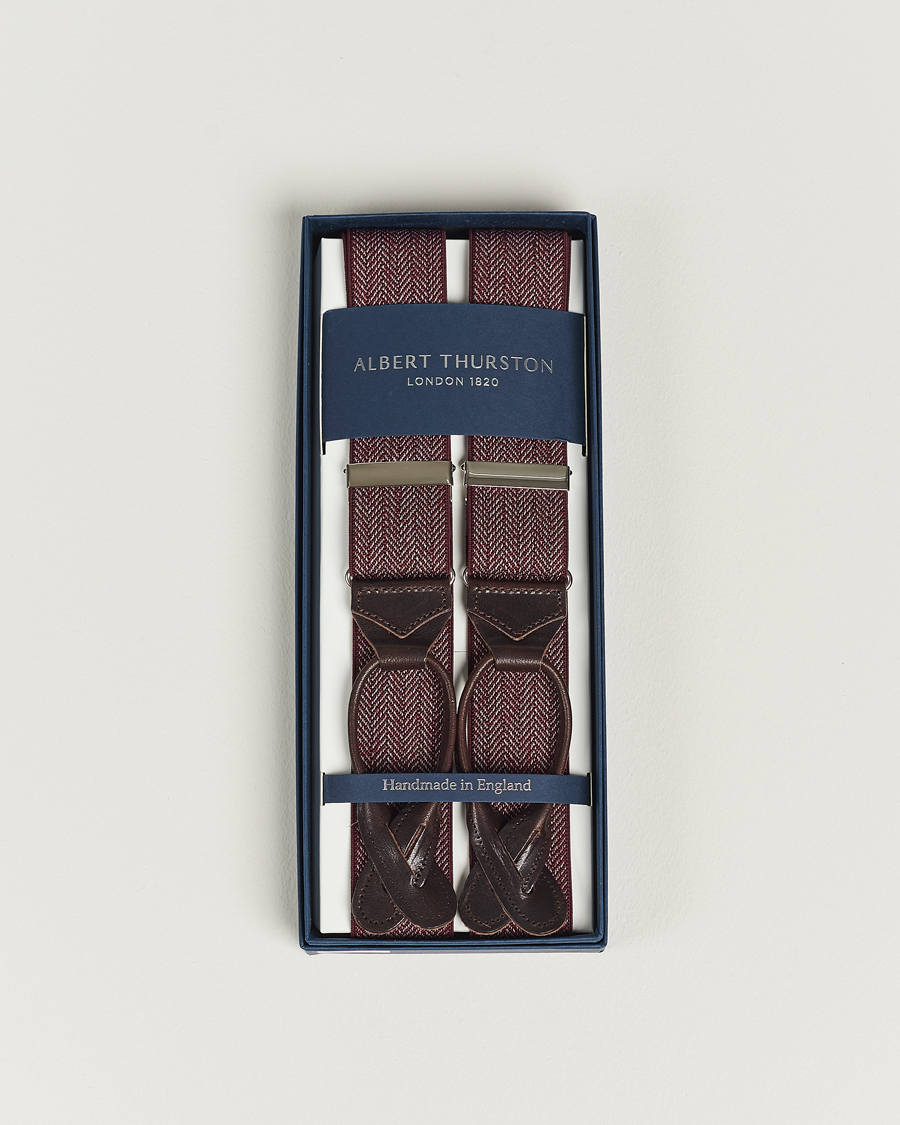 Uomini | Albert Thurston Elastic Herringbone Braces 35mm Wine | Albert Thurston | Elastic Herringbone Braces 35mm Wine