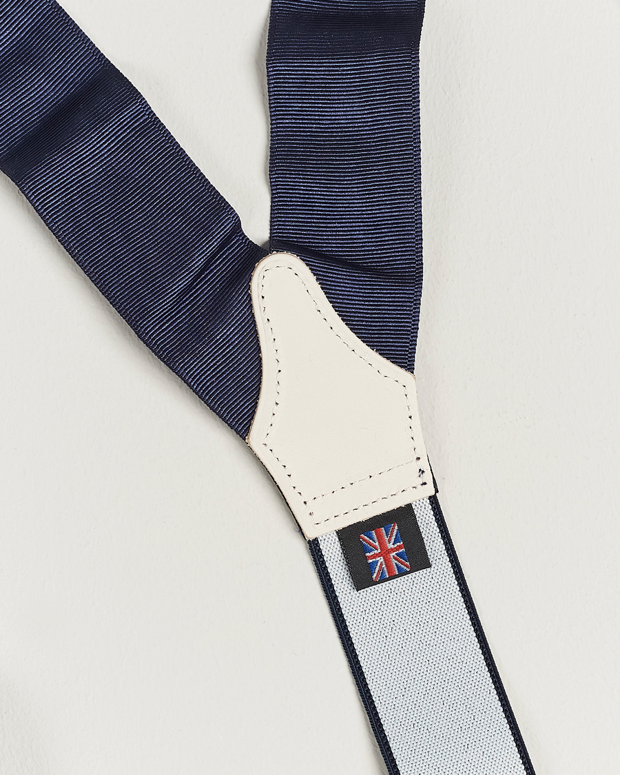 Uomini | Albert Thurston Moiré Braces 40mm Navy | Albert Thurston | Moiré Braces 40mm Navy