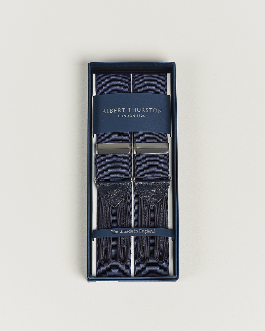 Uomini | Albert Thurston Moiré Braces 40mm Navy | Albert Thurston | Moiré Braces 40mm Navy