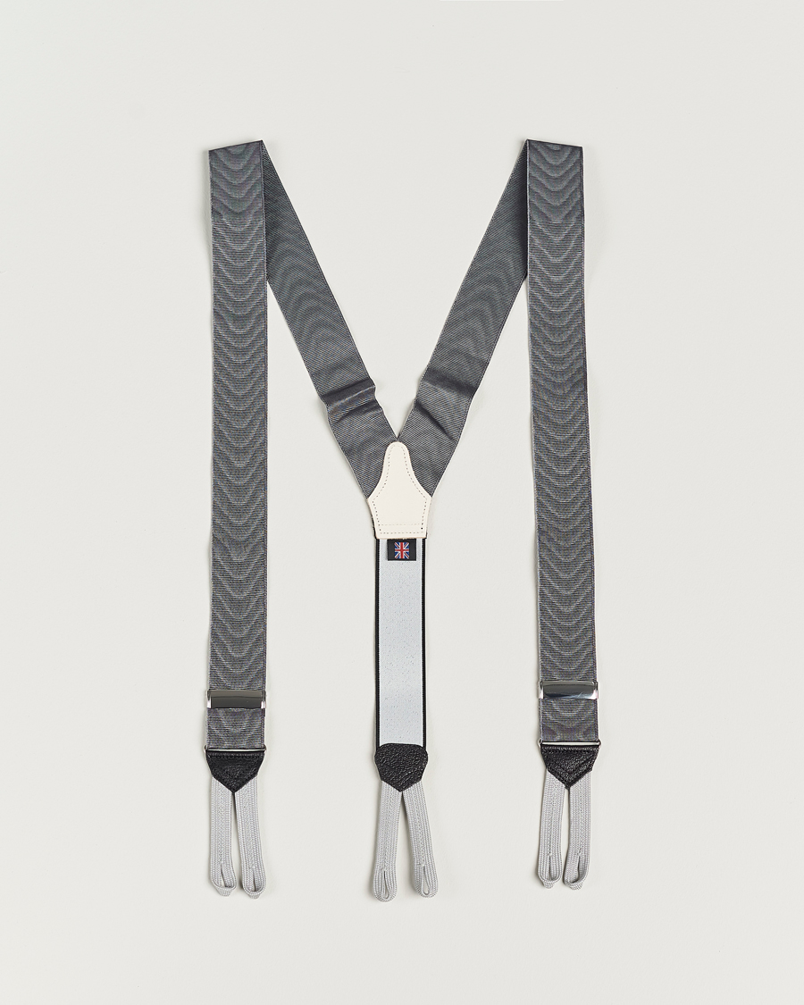 Uomini | Albert Thurston Moiré Braces 40mm Grey | Albert Thurston | Moiré Braces 40mm Grey