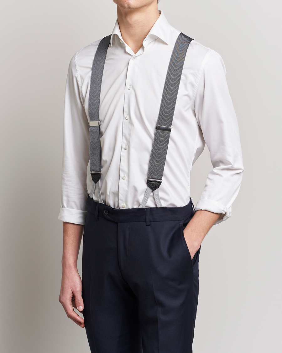 Uomini | Albert Thurston Moiré Braces 40mm Grey | Albert Thurston | Moiré Braces 40mm Grey