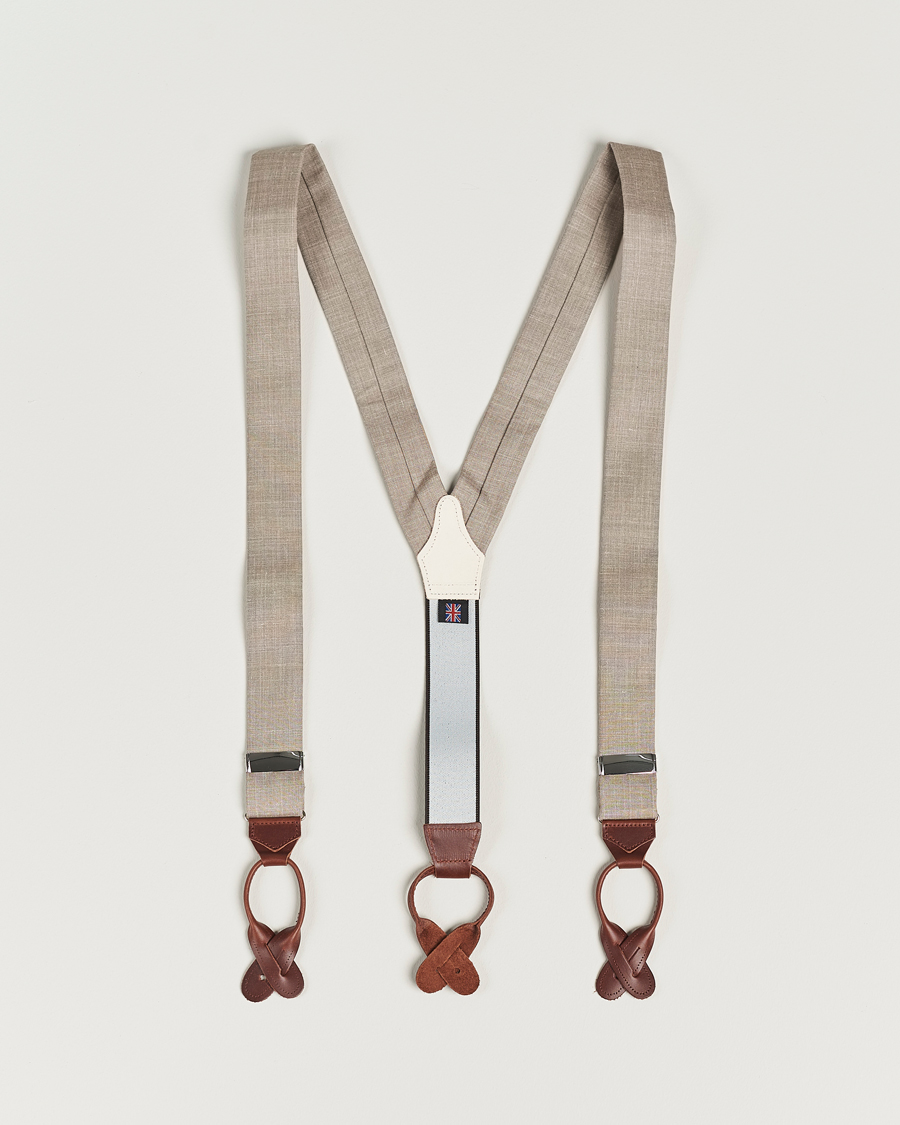 Uomini | Albert Thurston Linen Braces Beige | Albert Thurston | Linen Braces Beige