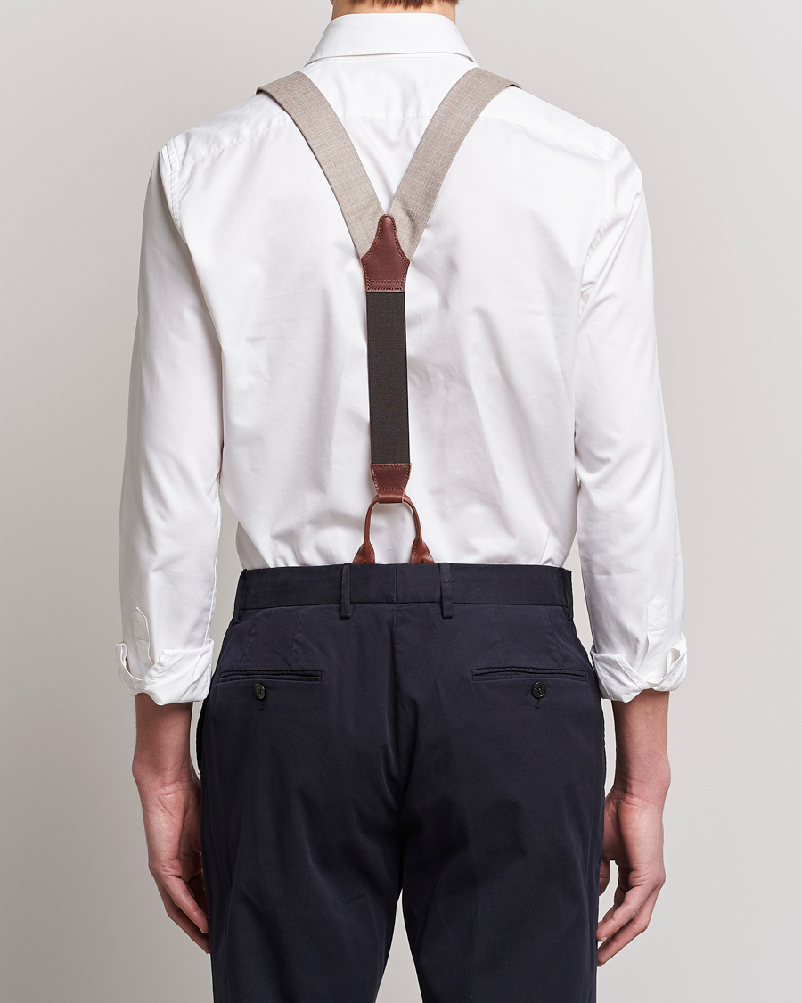 Uomini | Albert Thurston Linen Braces Beige | Albert Thurston | Linen Braces Beige