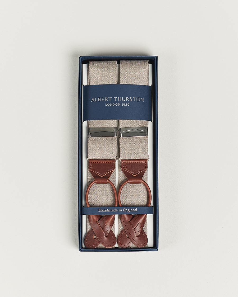 Uomini | Albert Thurston Linen Braces Beige | Albert Thurston | Linen Braces Beige