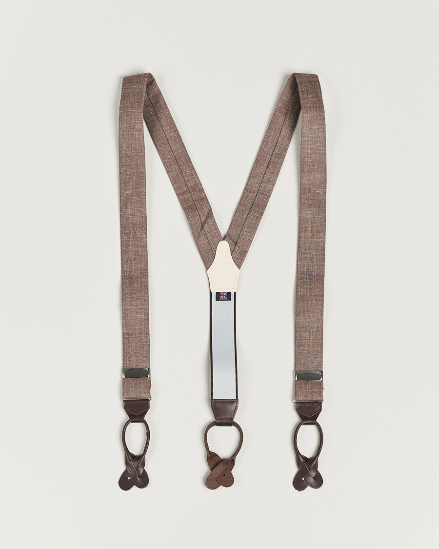 Uomini | Albert Thurston Linen Braces Brown | Albert Thurston | Linen Braces Brown