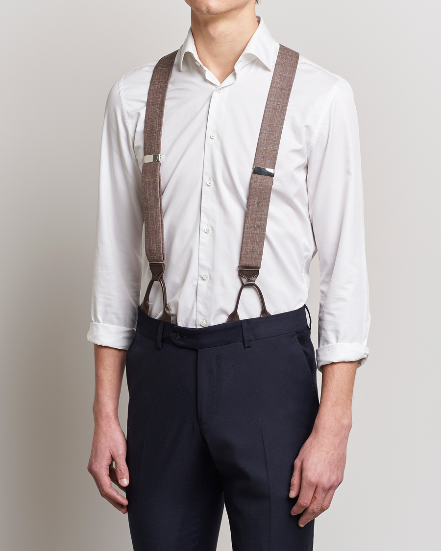 Uomini | Albert Thurston Linen Braces Brown | Albert Thurston | Linen Braces Brown