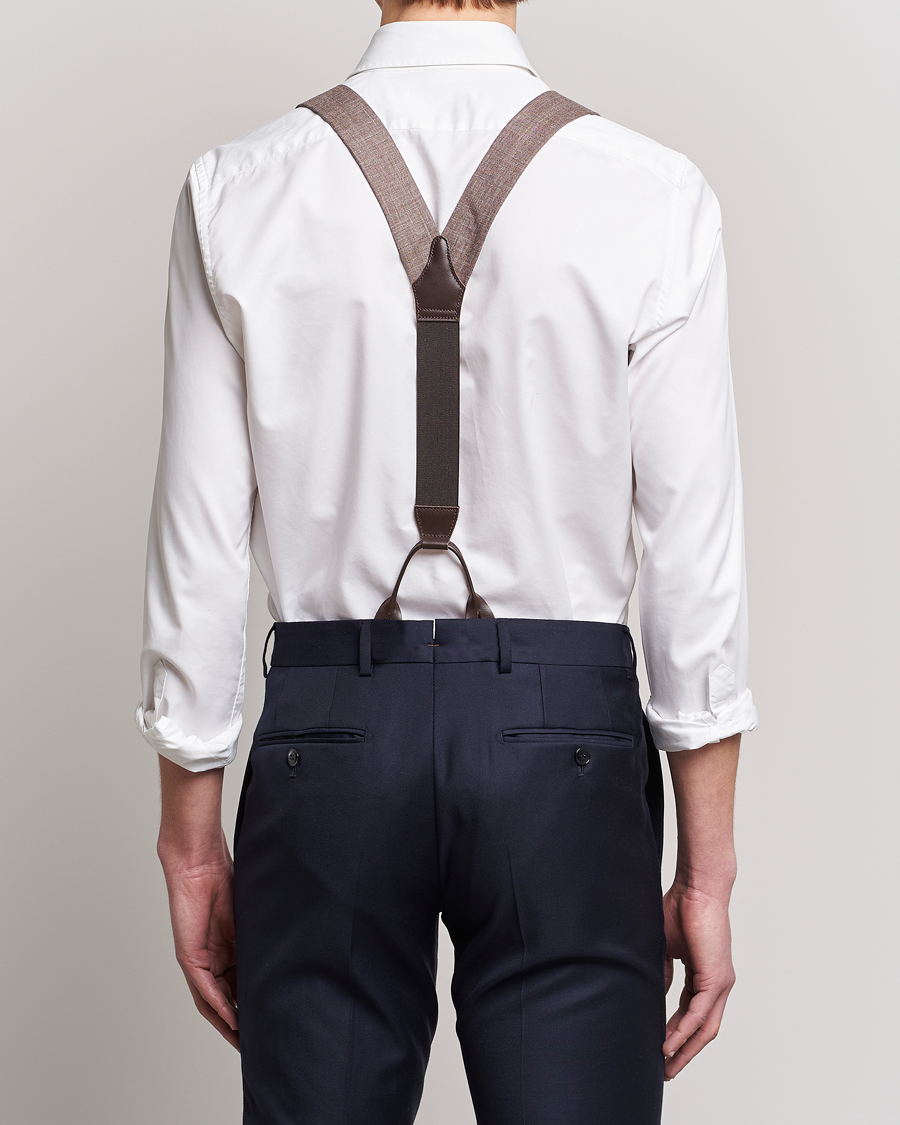Uomini | Albert Thurston Linen Braces Brown | Albert Thurston | Linen Braces Brown