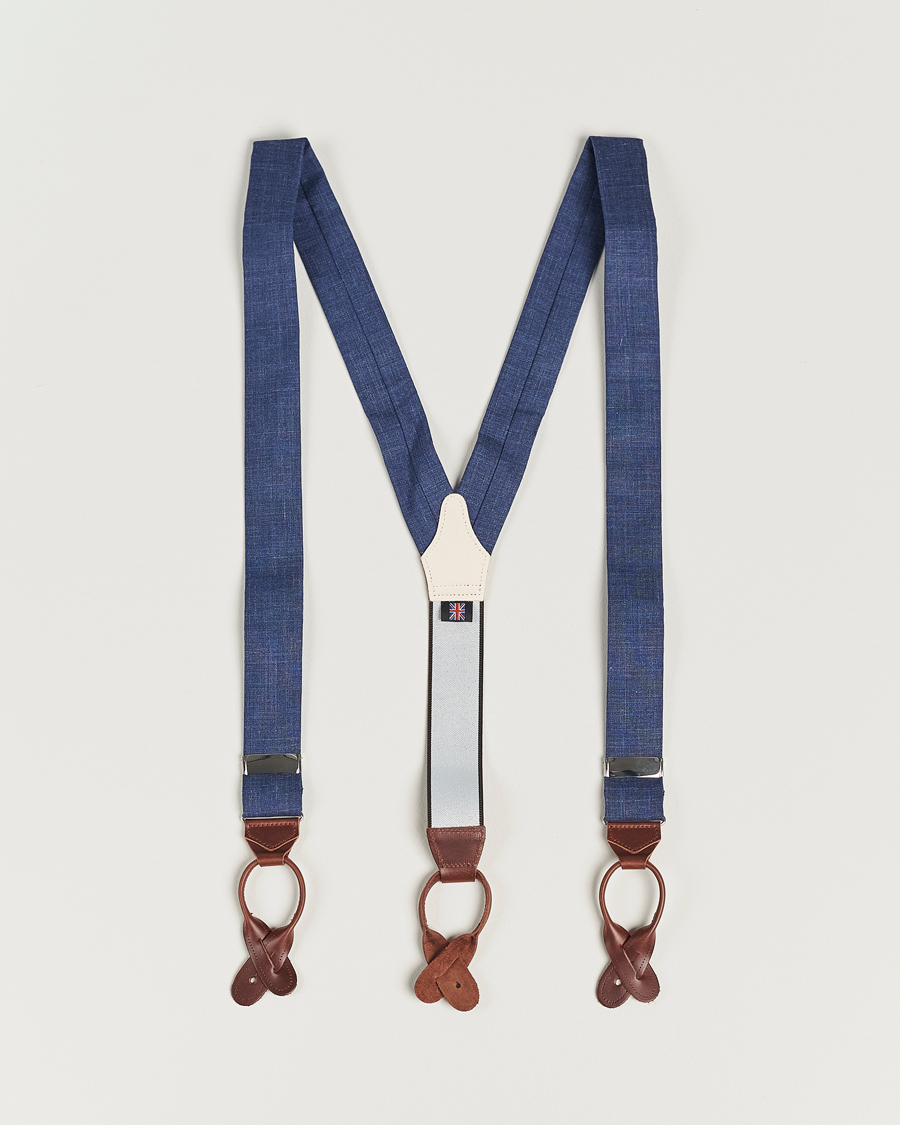 Uomini | Albert Thurston Linen Braces Blue | Albert Thurston | Linen Braces Blue