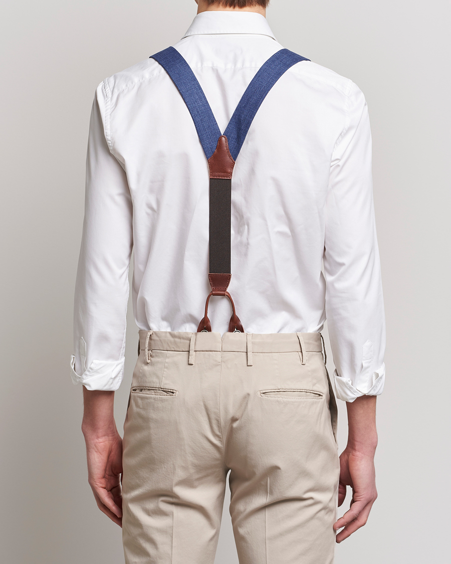 Uomini | Albert Thurston Linen Braces Blue | Albert Thurston | Linen Braces Blue