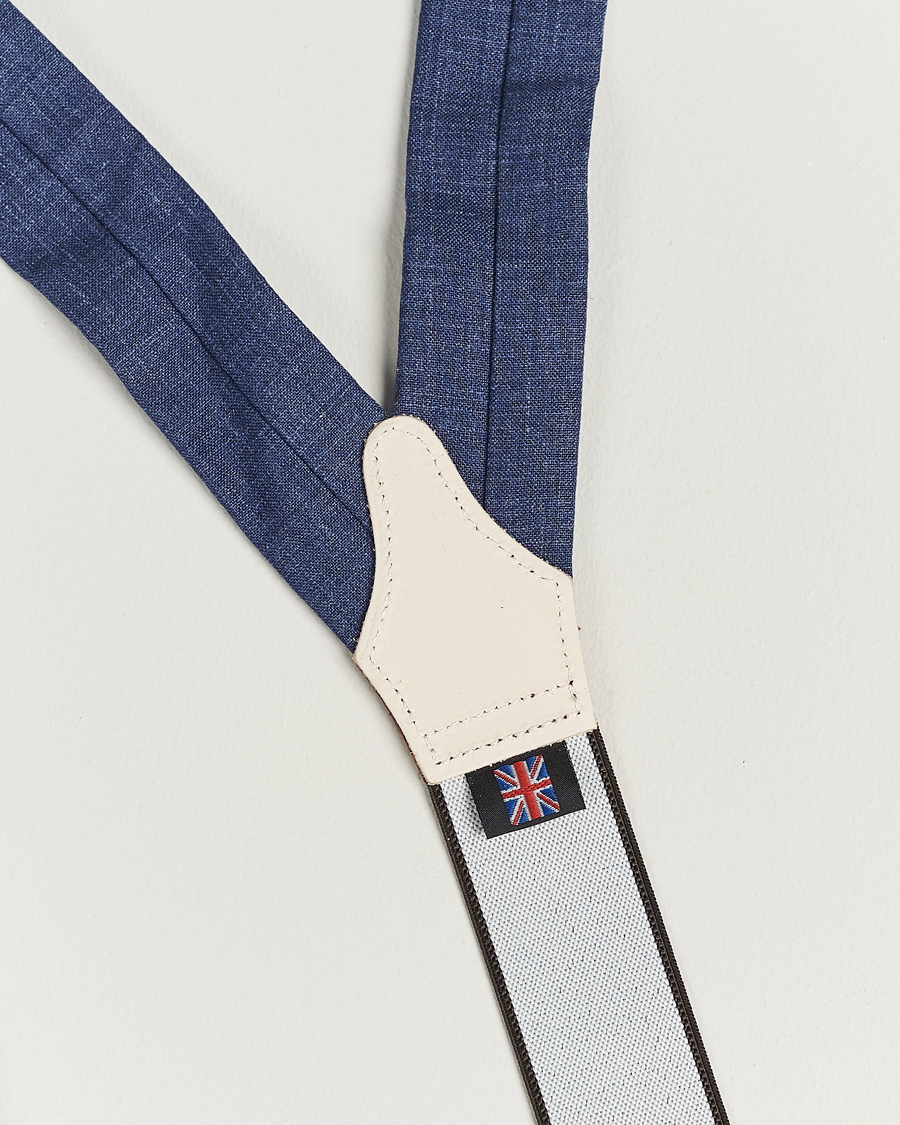 Uomini | Albert Thurston Linen Braces Blue | Albert Thurston | Linen Braces Blue