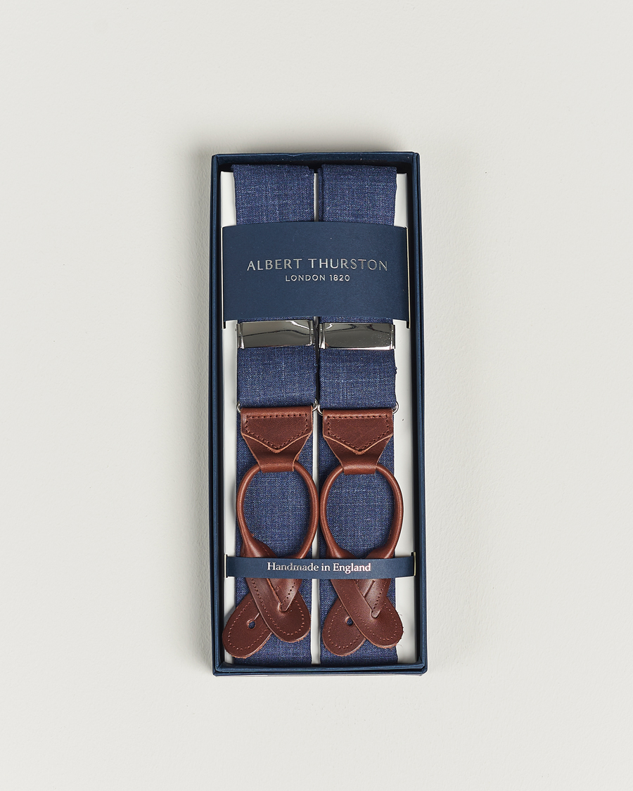Uomini | Albert Thurston Linen Braces Blue | Albert Thurston | Linen Braces Blue