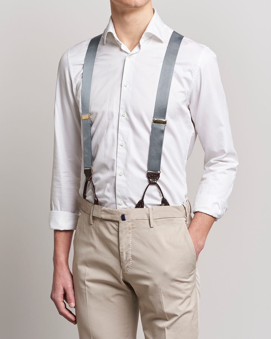 Uomini | Albert Thurston Elastic Ribbed Rigid Braces 35mm Dove Grey | Albert Thurston | Elastic Ribbed Rigid Braces 35mm Dove Grey