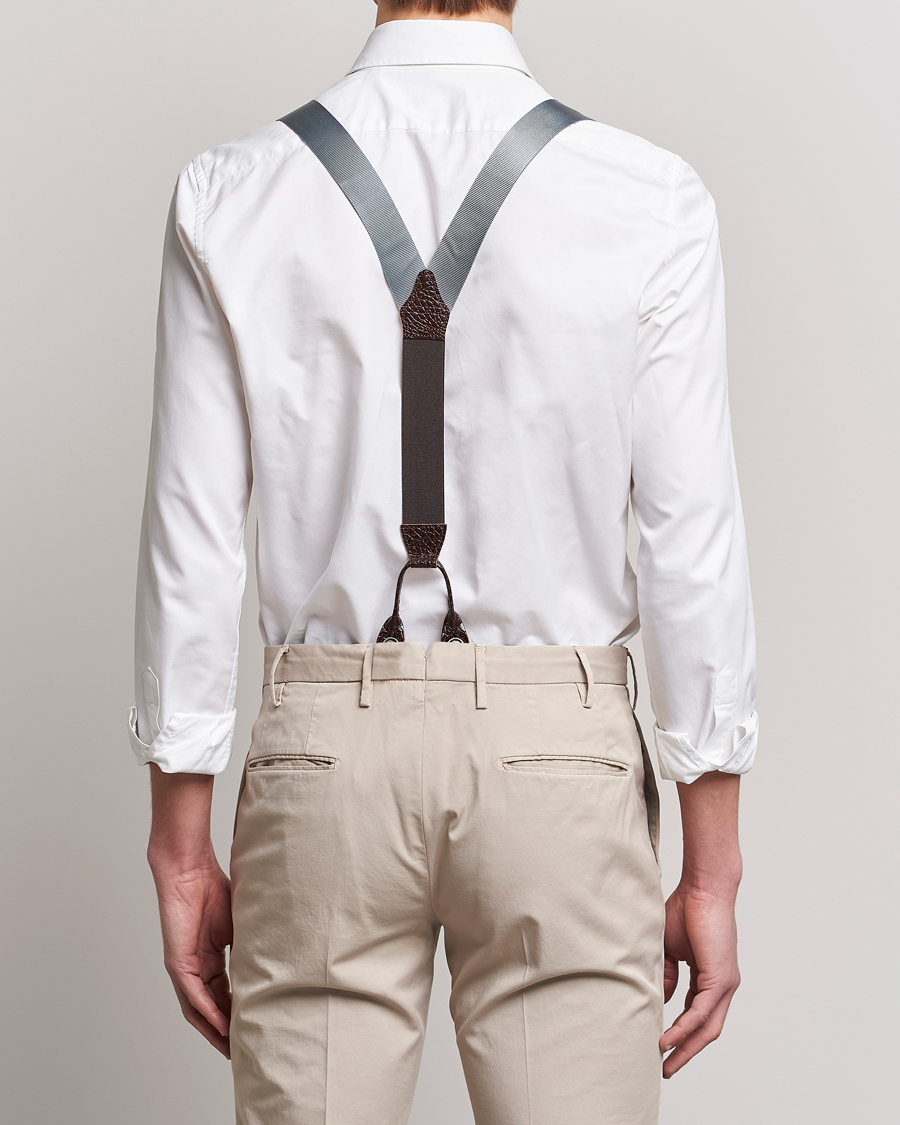 Uomini | Albert Thurston Elastic Ribbed Rigid Braces 35mm Dove Grey | Albert Thurston | Elastic Ribbed Rigid Braces 35mm Dove Grey