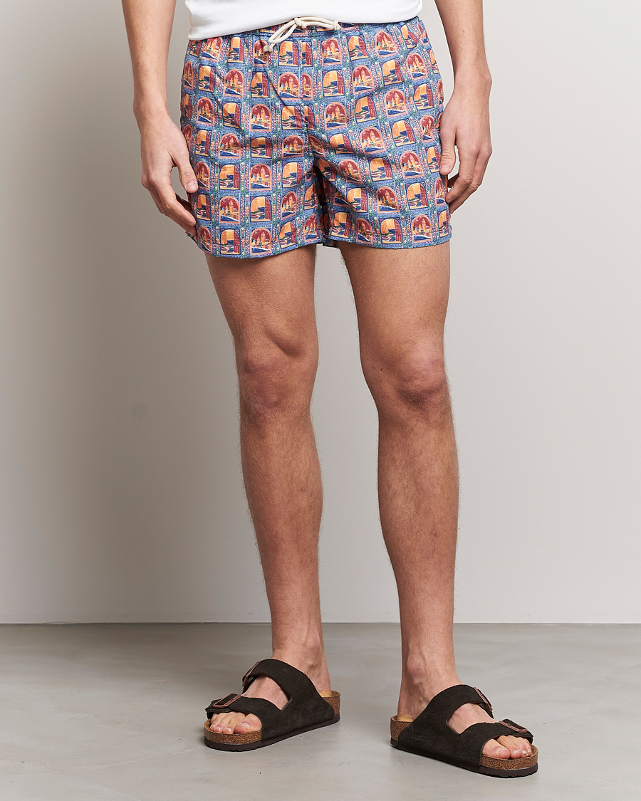 Uomini | Costumi da bagno | Ripa Ripa | Printed Swimshorts Orange/Light Blue