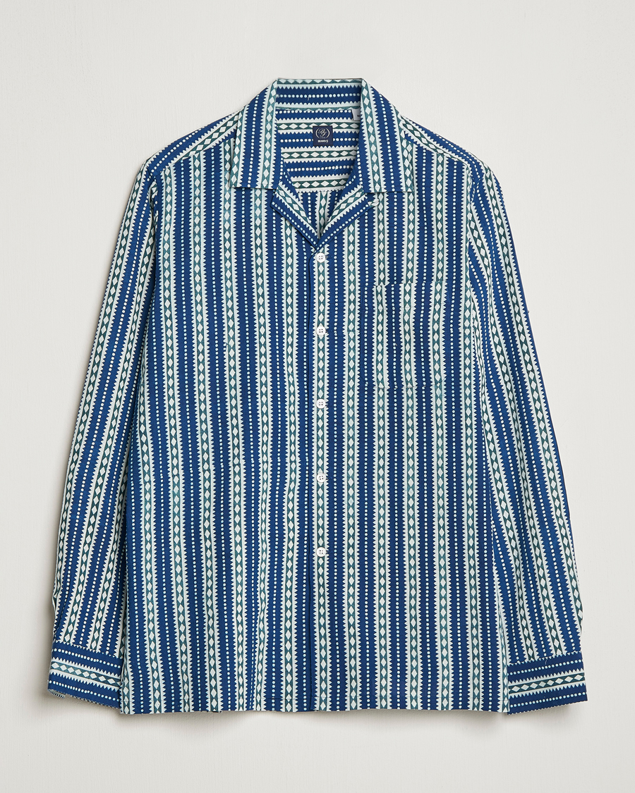 Uomini | Camicie | Beams F | Relaxed Cotton Shirt Blue Stripes