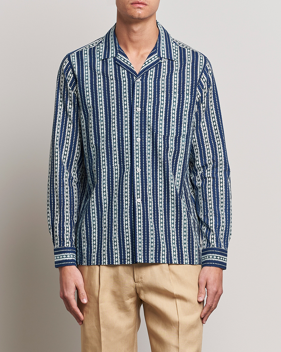 Uomini | Camicie | Beams F | Relaxed Cotton Shirt Blue Stripes