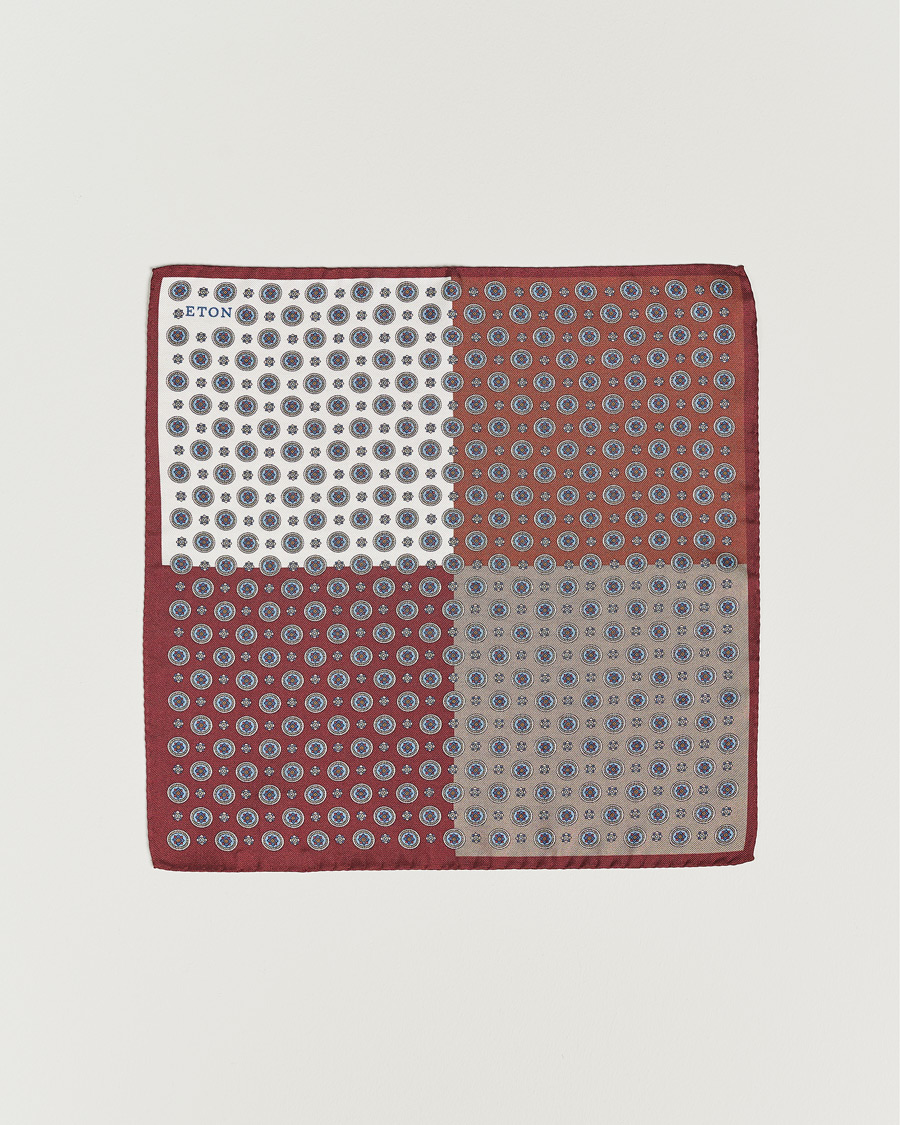 Uomini | Fazzoletti da taschino | Eton | Silk Four Faced Medallion Pocket Square White Multi
