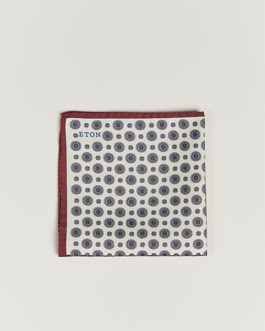 Uomini | Fazzoletti da taschino | Eton | Silk Four Faced Medallion Pocket Square White Multi