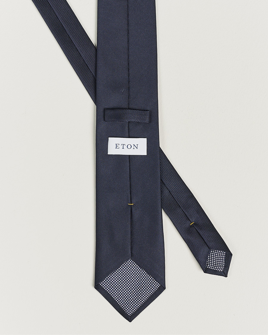 Uomini | Cravatte | Eton | Silk Basket Weave Tie Navy