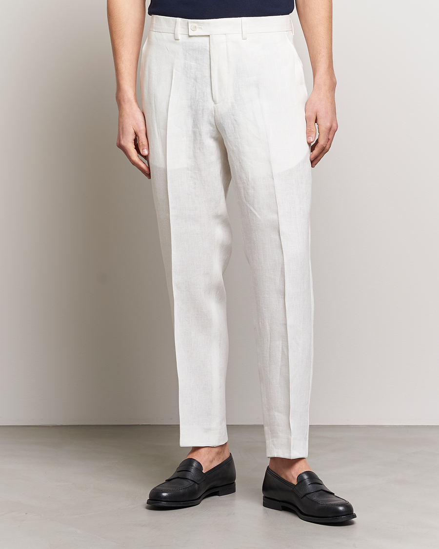 Uomini | Pantaloni | Oscar Jacobson | Deccan Linen Trousers White