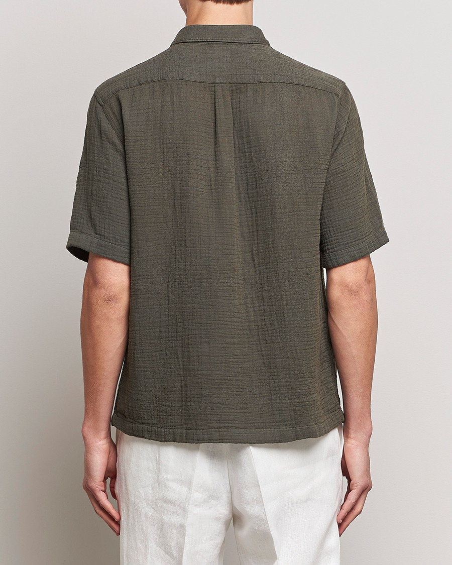 Uomini | Camicie | Oscar Jacobson | Regular Fit City Crepe Cotton Shirt Green