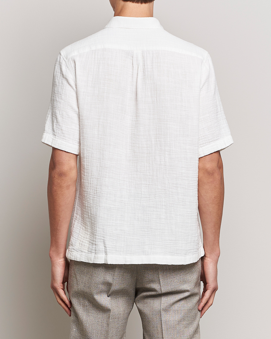 Uomini | Camicie | Oscar Jacobson | Regular Fit City Crepe Linen Shirt Off White